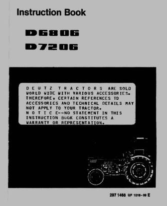 Deutz Fahr D6806 and D7206 Tractor Manual | Farm Manuals Fast