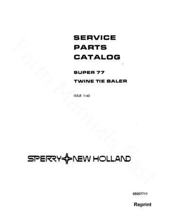 New Holland 77 Hay Baler - Parts Catalog