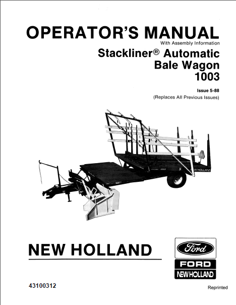 New Holland 1003 Stackliner Automatic Bale Wagon Manual