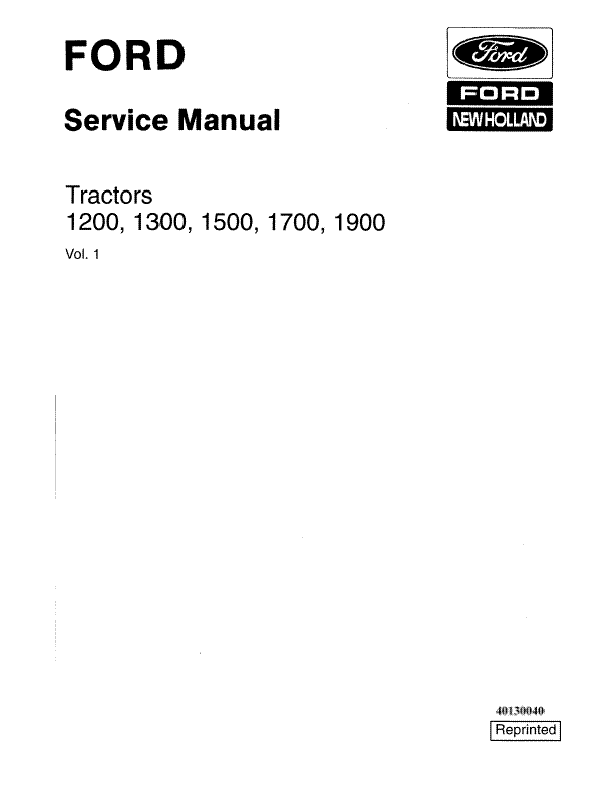 Ford 1200, 1300, 1500, 1700, and 1900 Tractors - Complete Service Manual