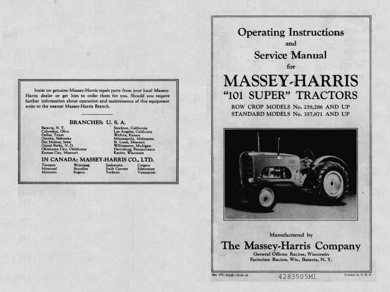 Massey-Harris 101 Super Tractor Manual