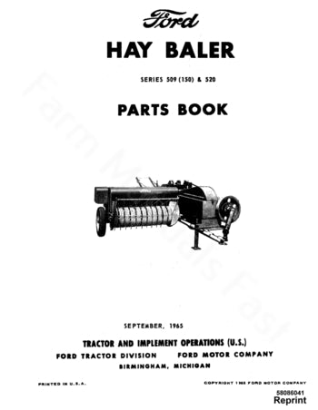 Ford 150, 509 and 520 Hay Baler - Parts Catalog