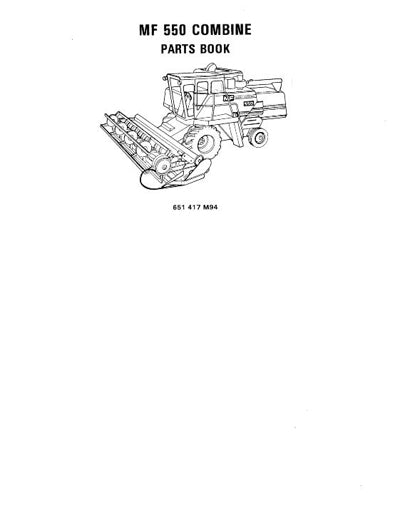 Massey Ferguson 550 Combine - Parts Manual