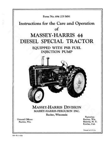 Massey-Harris 44 and 44 Special Tractor Manual