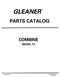 Gleaner F2 and F3 Combine - Parts Catalog