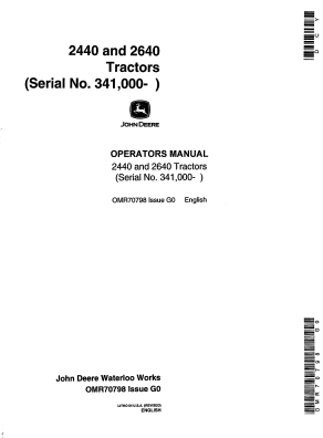 John Deere 2440 Tractor Parts Manual