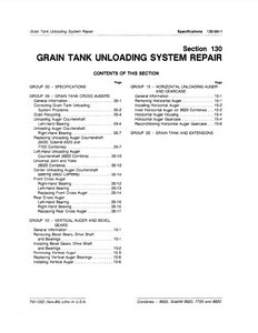 John Deere 6620, SideHill 6620, 7720 and 8820 Combine "Grain Tank Unloading System Repair" - Technical Manual