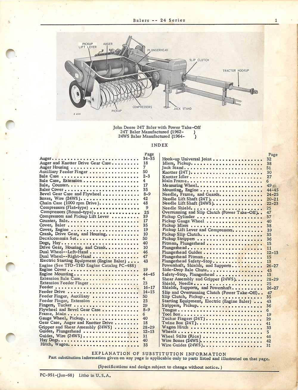 John Deere 24T Baler Parts Manual
