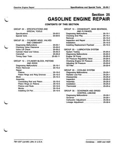 John Deere 4400 and 4420 Combine "Gasoline Engine Repair" - Technical Manual