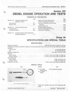 John Deere 4400 and 4420 Combine "Diesel Engine Operation and Tests" - Technical Manual