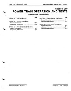 John Deere 4400 and 4420 Combine "Power Train Operation and Tests" - Technical Manual