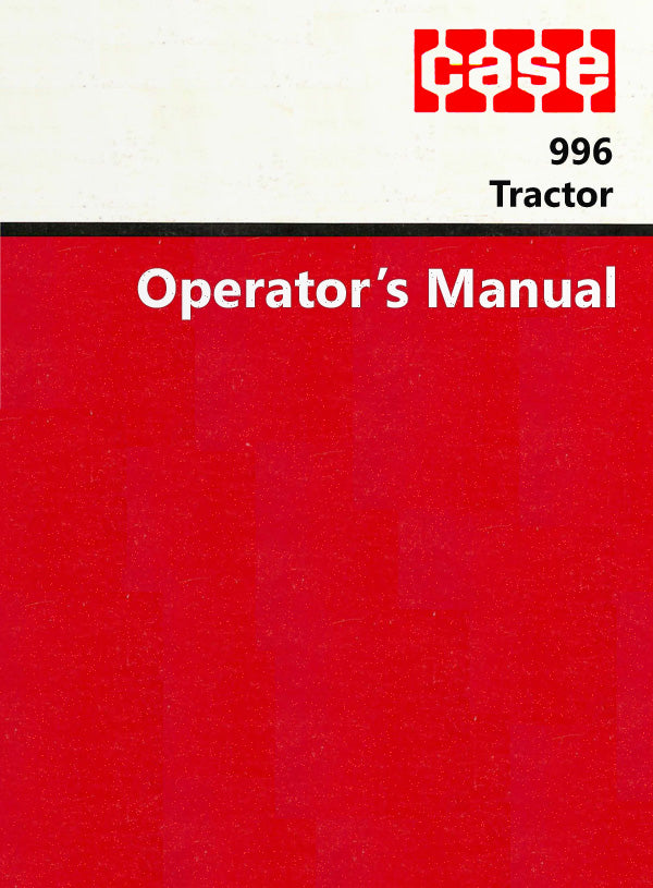 Case 996 Tractor Manual Cover