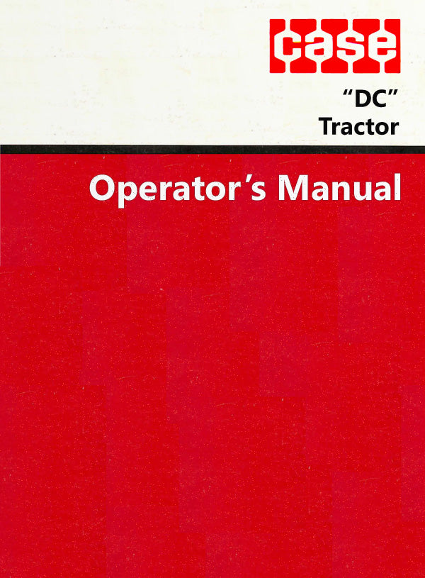 Case "DC" Tractor Manual Cover