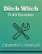 Ditch Witch R-40 Trencher Manual Cover