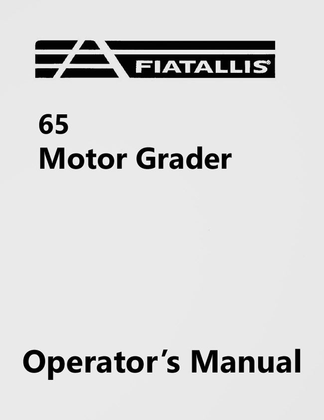 Fiat-Allis 65 Motor Grader Manual Cover