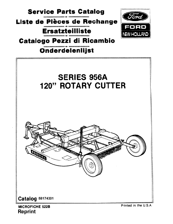 New Holland 956A Rotary Cutter - Parts Catalog