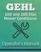 Gehl 162 and 165 Disc Mower Conditioner Manual Cover