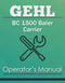 Gehl BC 1500 Baler Carrier Manual Cover