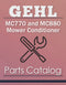 Gehl MC770 and MC880 Mower Conditioner - Parts Catalog Cover