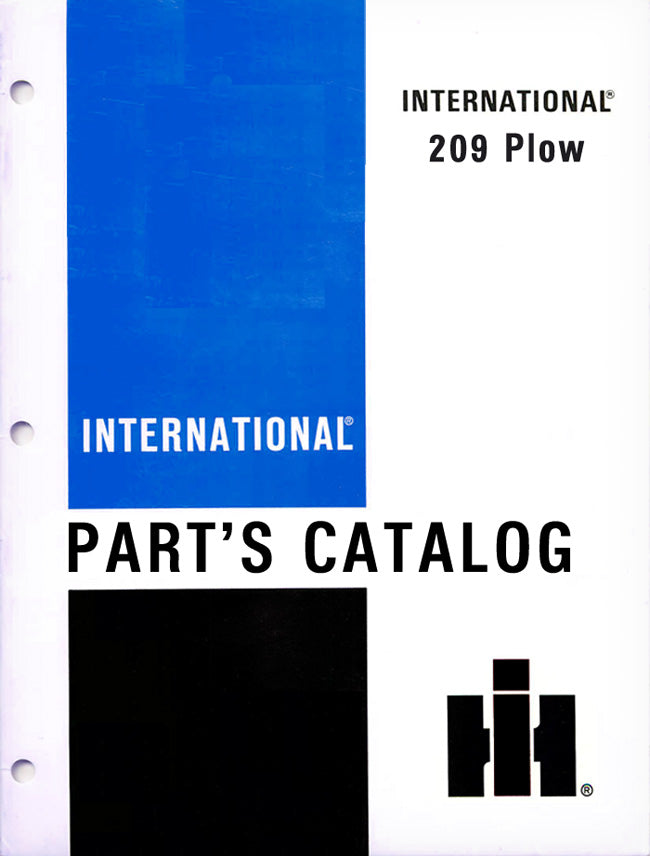 International Harvester 209 Plow - Parts Catalog Cover