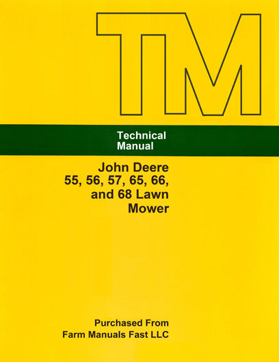 John Deere 55 56 57 65 66 and 68 Lawn Mower Service Manual