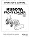 Kubota LA514, LA724, and LA854 Loader Manual