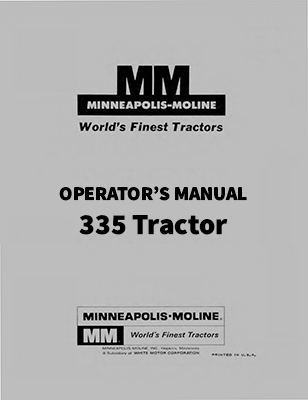 Minneapolis-Moline 335 Tractor Manual