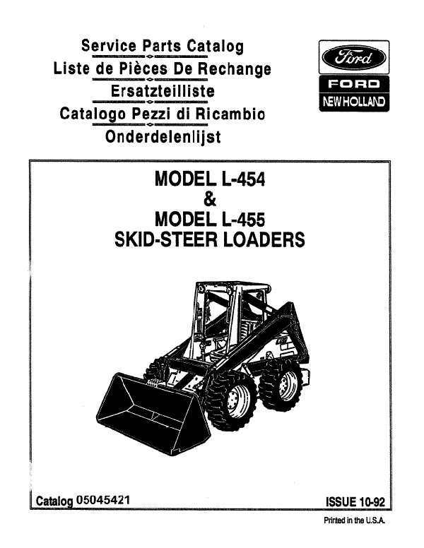 New Holland L-454 and L-455 Skid Steer Loader - Parts Catalog