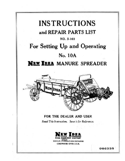 New Idea 10A Manure Spreader Manual