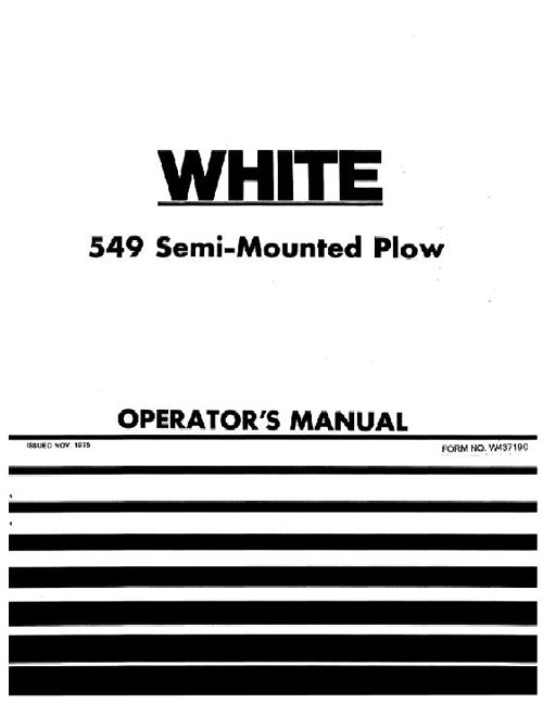 White and New Idea 549 Moldboard Plow Manual