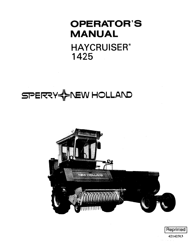 New Holland 1425 Haycruiser Manual