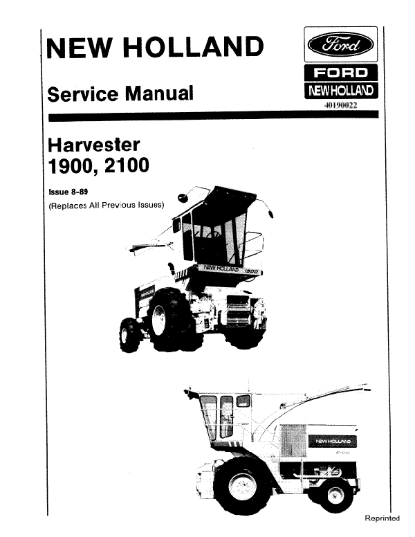 New Holland 1900 and 2100 Harvester - Service Manual
