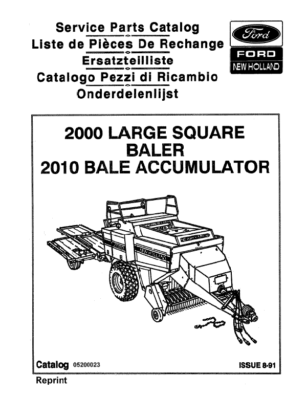 New Holland 2000 and 2010 Hay Baler - Parts Catalog