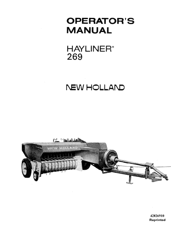 New Holland 269 Square Hay Bale Manual