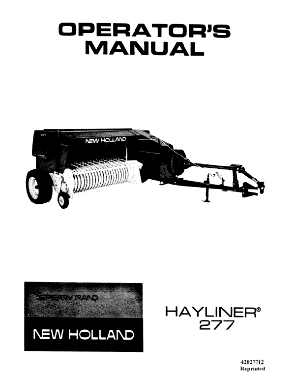 New Holland 277 Hayliner Manual