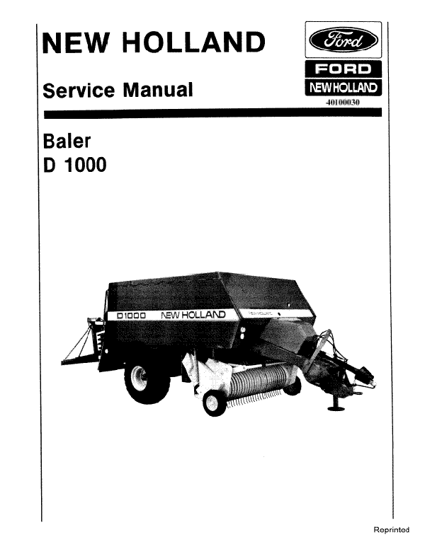 New Holland D1000 Round Baler - Service Manual