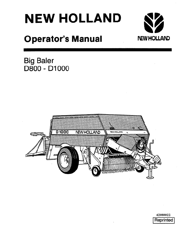 New Holland D800 and D1000 Hay Baler Manual