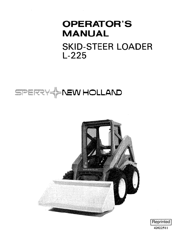 New Holland L-225 Skid Steer Manual