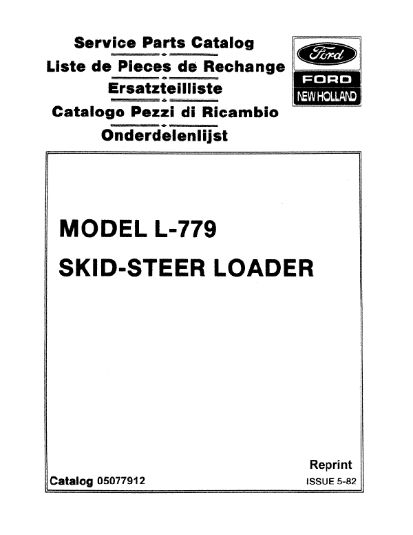 New Holland L-779 Skid Steer Loader - Parts Catalog