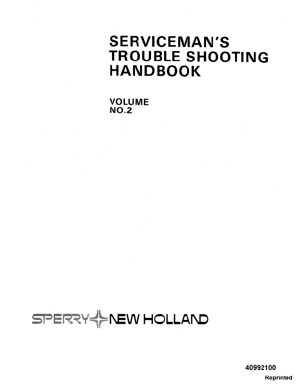 New Holland Serviceman's Troubleshooting Handbook Volume 3