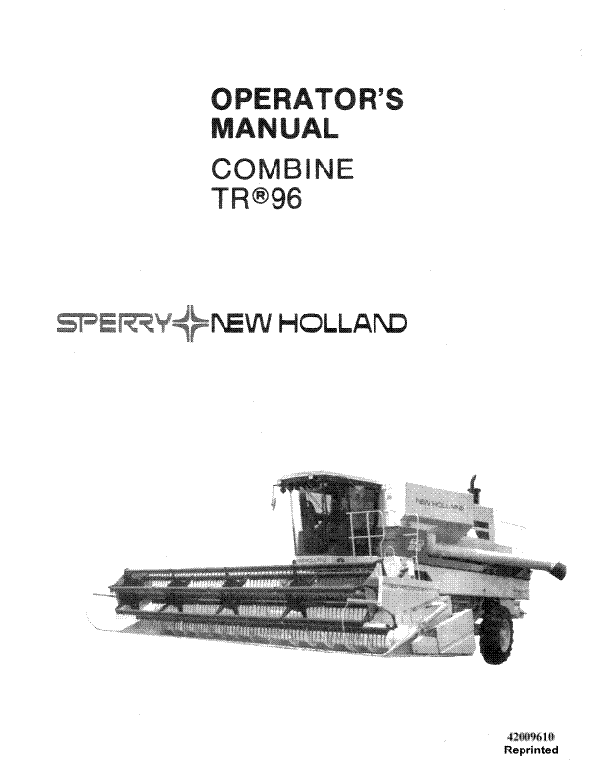 New Holland TR96 Combine Manual