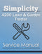 Simplicity 4200 Lawn & Garden Tractor - Service Manual Cover
