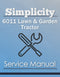 Simplicity 6011 Lawn & Garden Tractor - Service Manual Cover