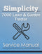 Simplicity 7000 Lawn & Garden Tractor - Service Manual Cover