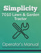 Simplicity 7010 Lawn & Garden Tractor Manual Cover