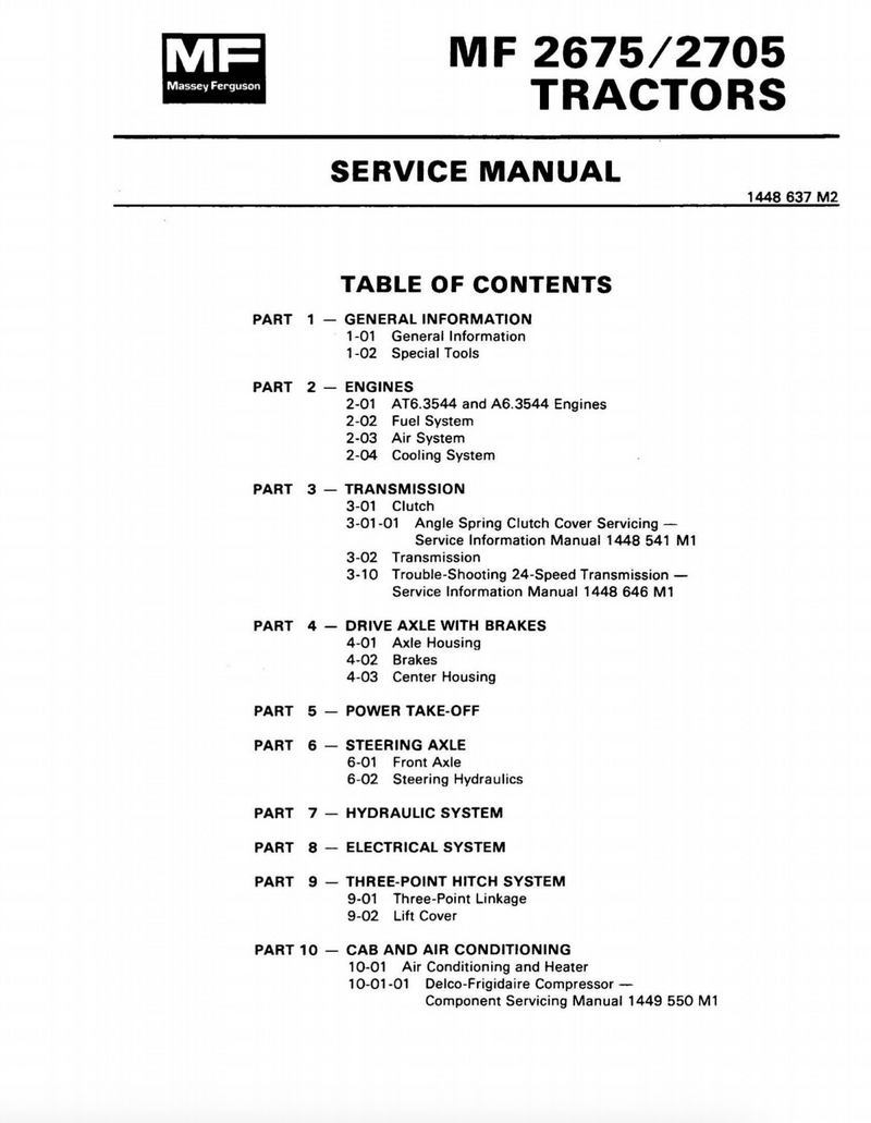 Massey Ferguson 2675 and 2705 Tractor - Service Manual