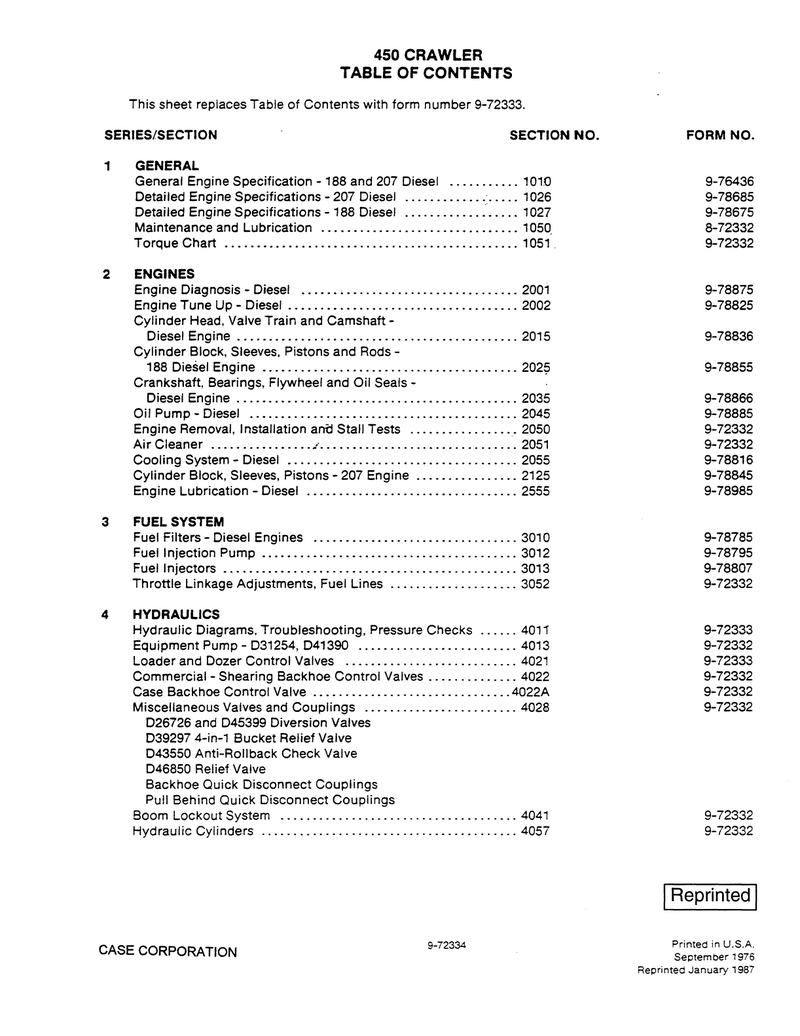 Case 450 Crawler - Service Manual