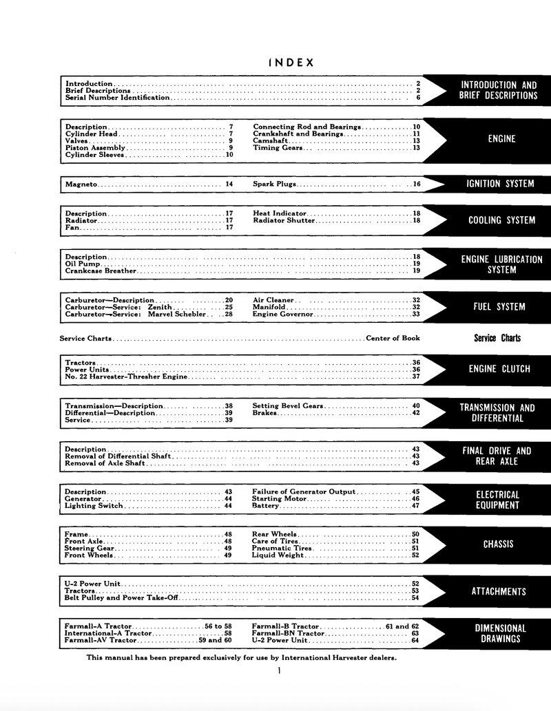 International Farmall C, A, AV,  B, BN, Super A, Super AV, and Super C Tractor - Service Manual