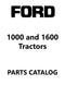 Ford 1000 and 1600 Tractor - Parts Catalog