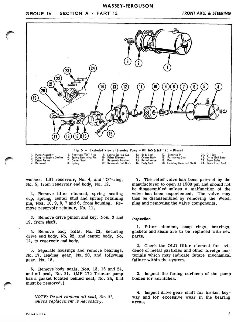 Massey Ferguson 165 Tractor - Service Manual